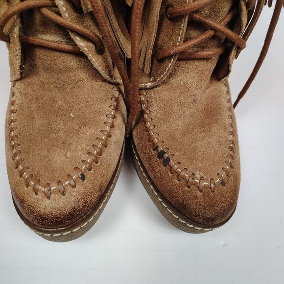 Sam Edelman Kemper Fringe Wedge Bootie In Suede Womens size 8M - Picture 10 of 11